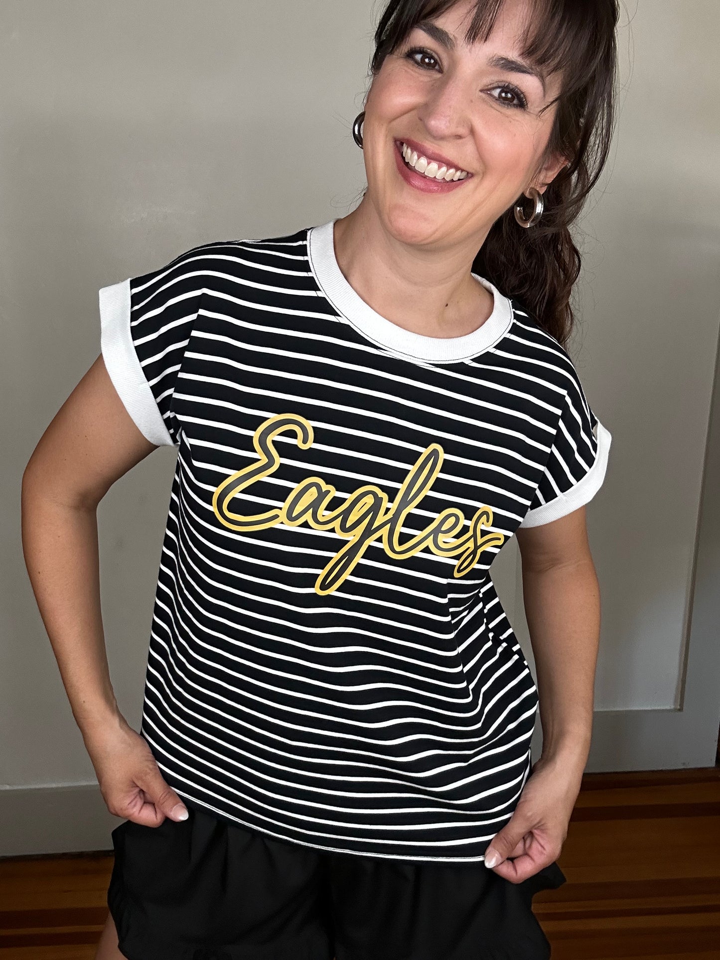 Game Day Stripe Tee | Eagles | Black + White