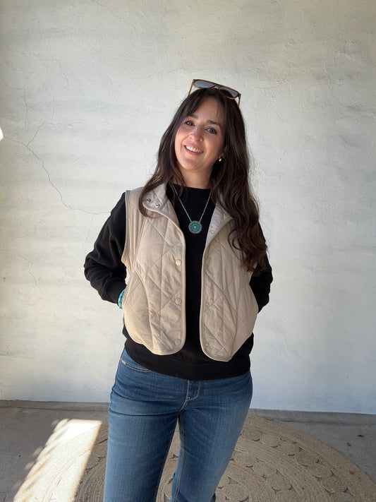 Phoebe Quilted Puffer Vest | Khaki