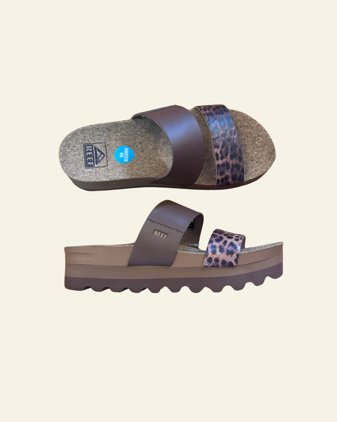 Reef | Cushion Vista Hi Sandal | Brown Leopard