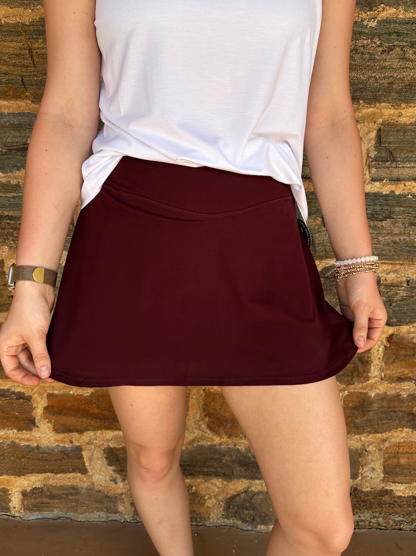 Butter V-Shaped High-Waist Skort | Dark Cherry
