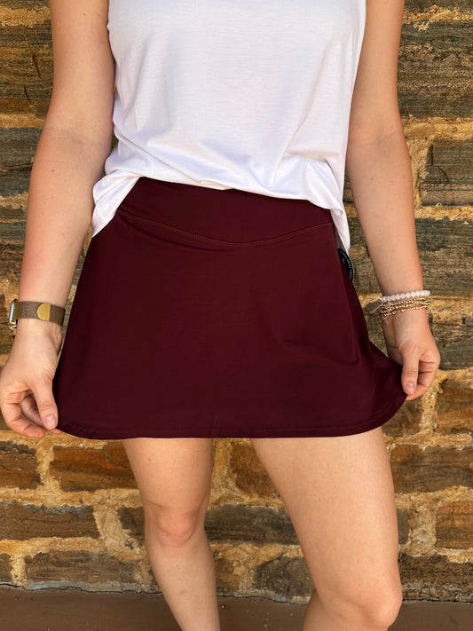 Butter V-Shaped High-Waist Skort | Dark Cherry