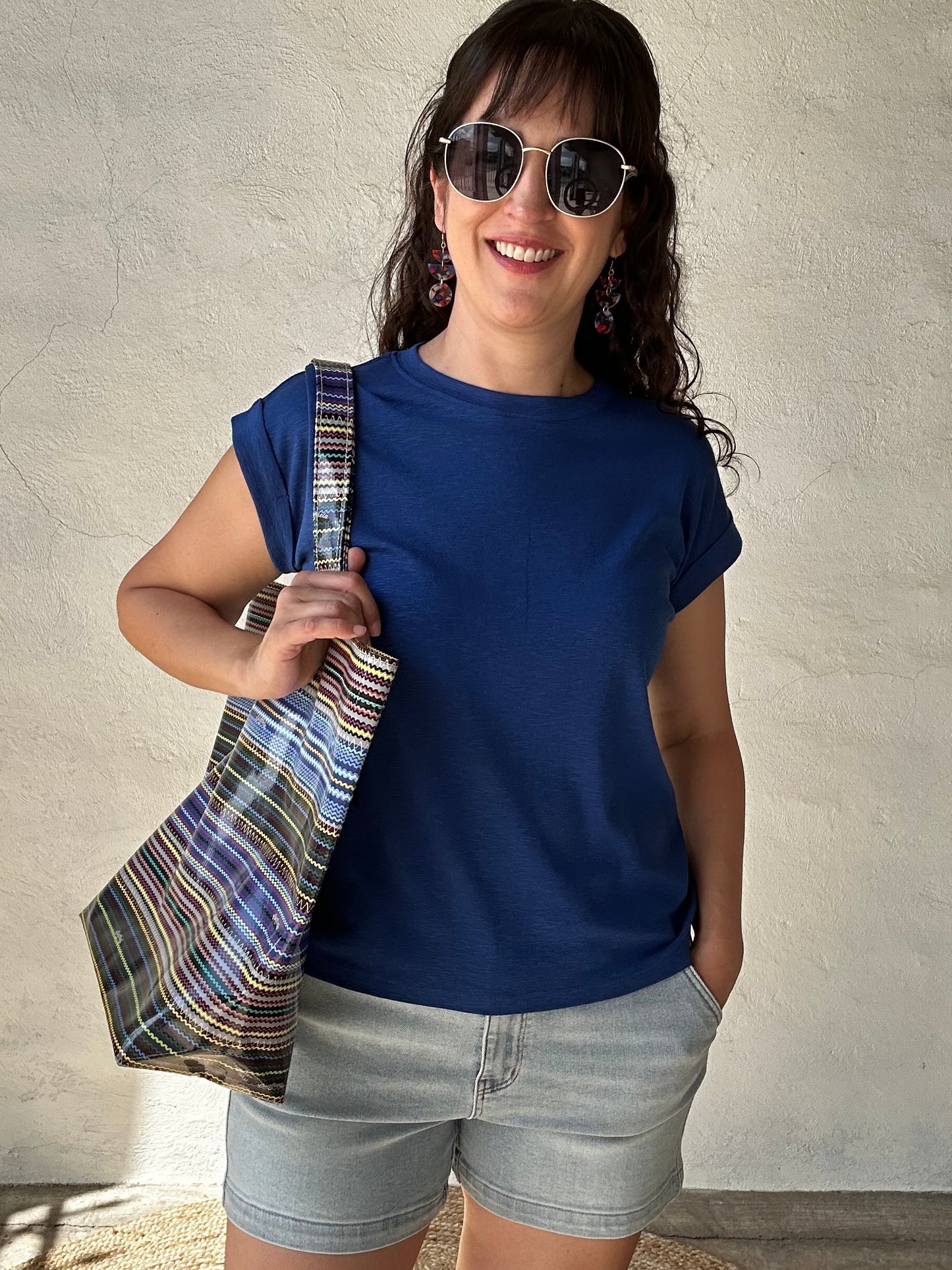 Rolled Sleeve Slub Tee | Navy