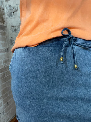 Stretch Denim Inspired Skort | Light Denim
