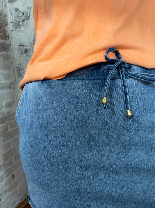 Stretch Denim Inspired Skort | Light Denim
