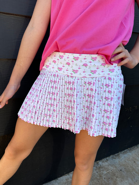Pretty in White Skort | YOUTH | White + Pink Roses