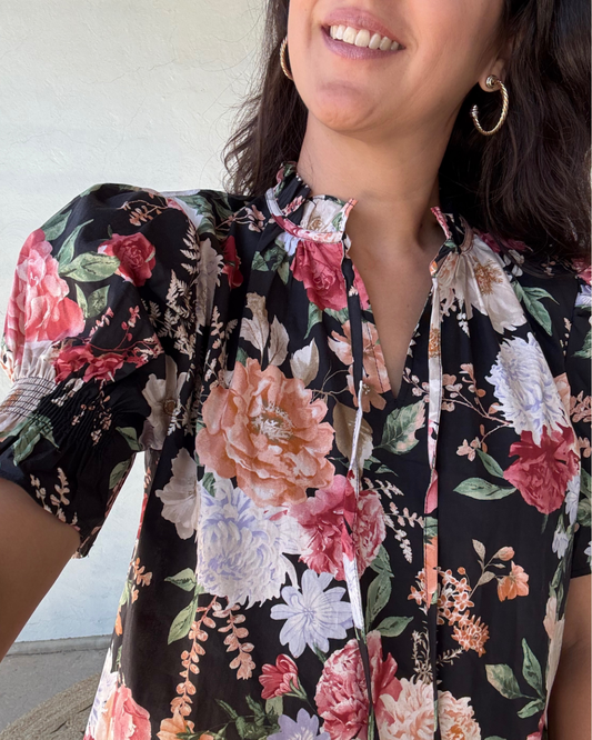 Rose Garden Short Sleeve Top | Black