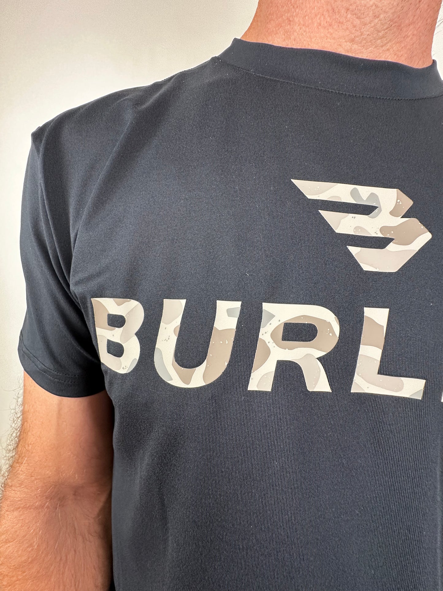 Burlebo | Go To Tee | Flying B Logo | Black + Classic Deer Camo