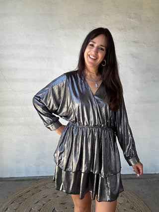 Gunmetal Mini Dress | Silver