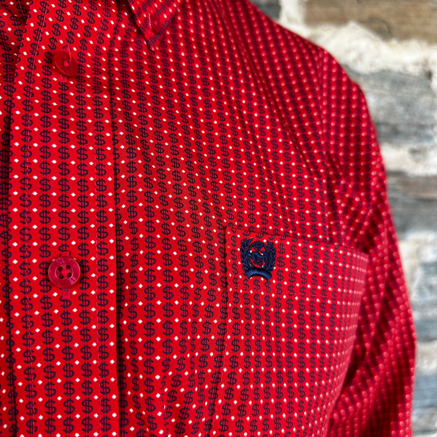 Cinch Mens Solid Long Sleeve Print | Red