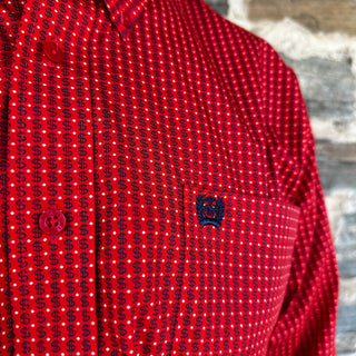 Cinch Mens Solid Long Sleeve Print | Red