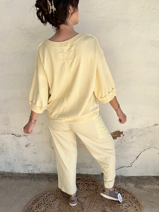 Mineral Washed French Terry Set | Cargo Pant | Lemonilla Yellow
