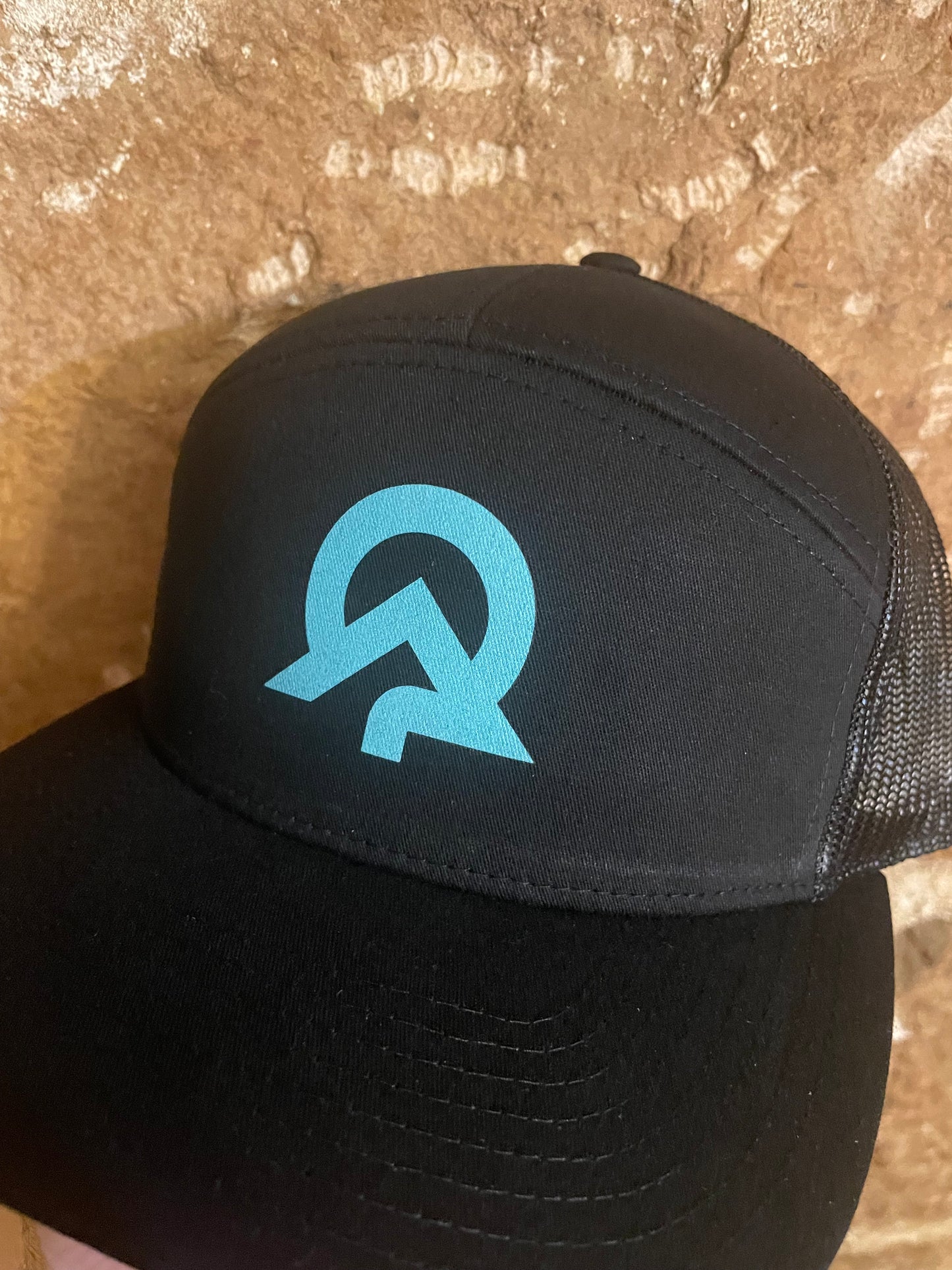 Explore League | Black Trucker Cap 168| Blue Symbol DTF