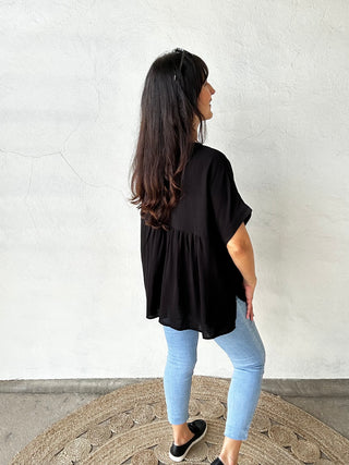 Monica Short Sleeve Top  | Black