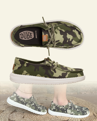 HEYDUDE Women Wendy Essential Camo Olive Camo + Multi