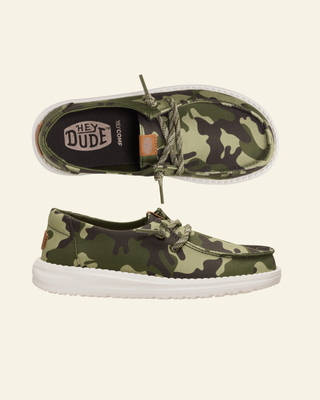 HEYDUDE Women Wendy Essential Camo Olive Camo + Multi