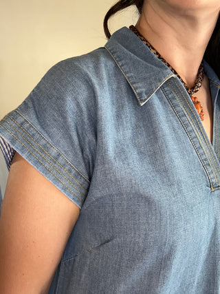 Collared Midi Dress | Light Denim