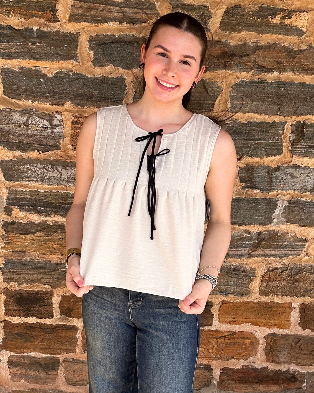 Abby Sleeveless Top | Khaki