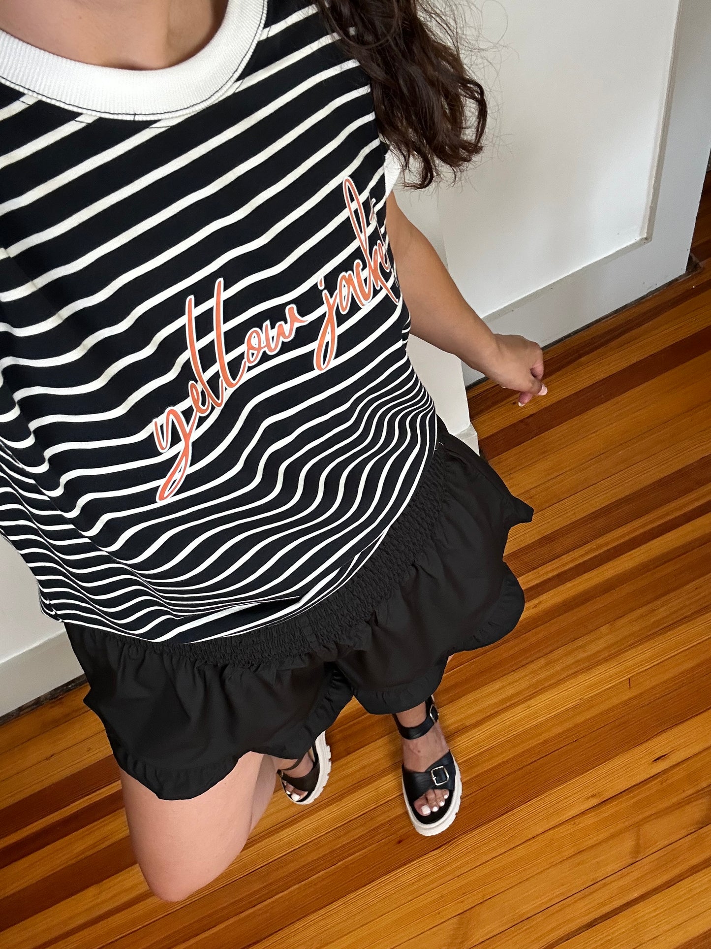 Game Day Stripe Tee | Yellow Jackets | Black + White
