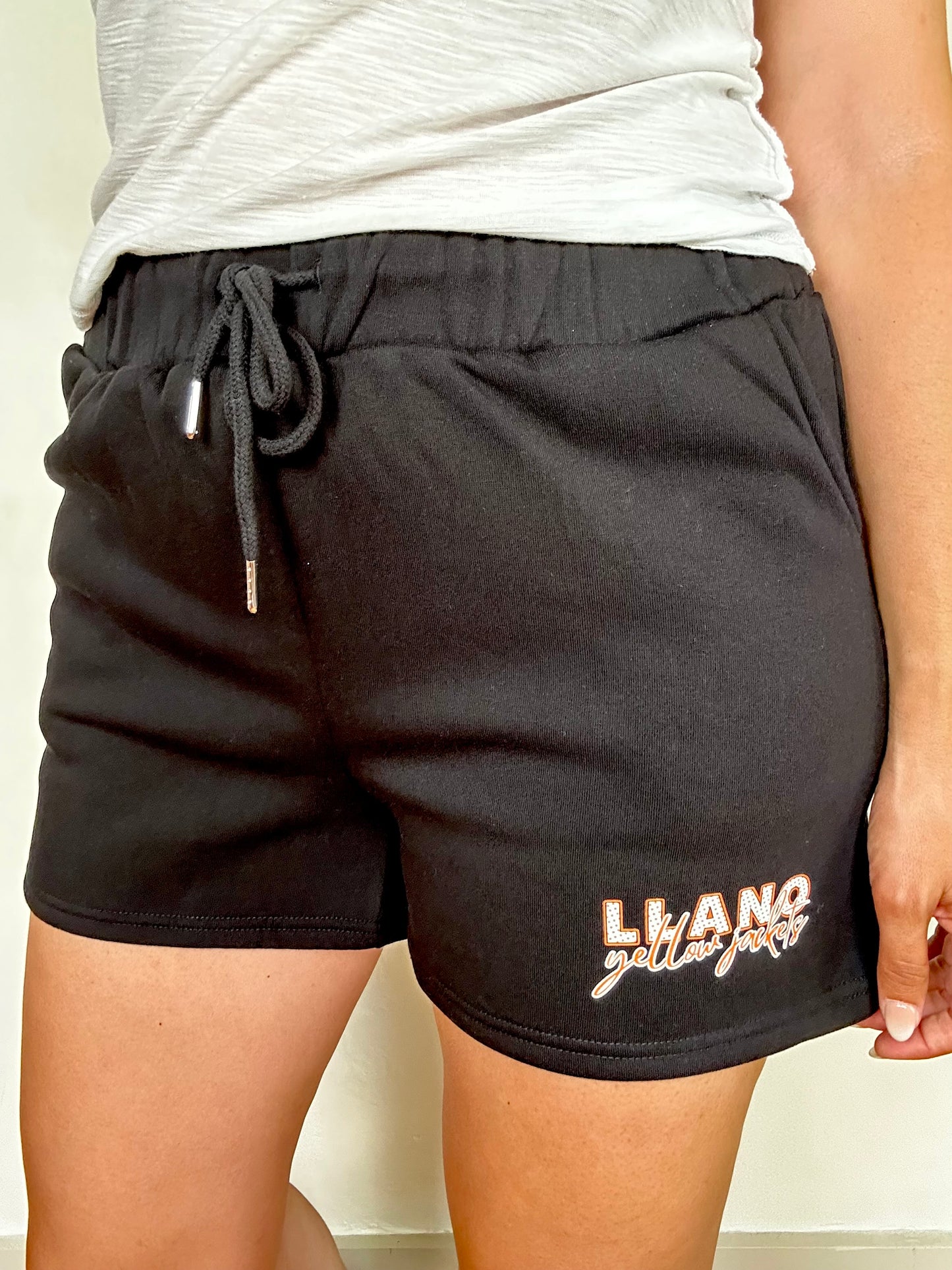 Game Day Fleece Drawstring Shorts | Llano Yellow Jackets | Black