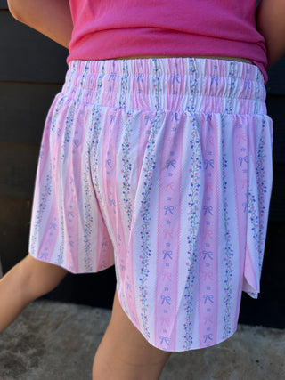 Floral Stripes Shorts | YOUTH | Pink + White + Purple