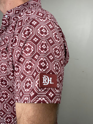 Red Dirt Hat Co. | Short Sleeve Polo | Maroon Floral