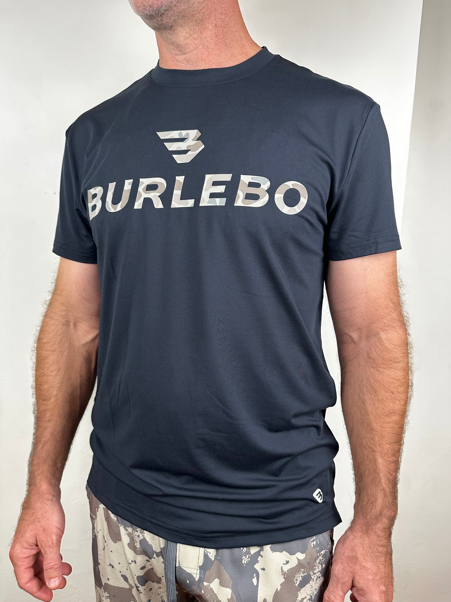 Burlebo | Go To Tee | Flying B Logo | Black + Classic Deer Camo