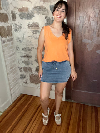 Stretch Denim Inspired Skort | Light Denim