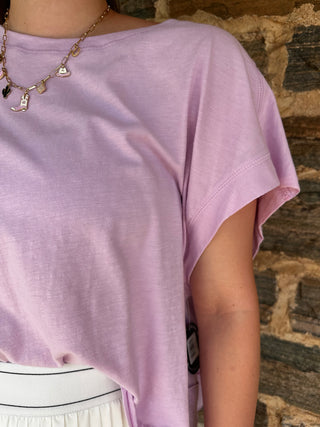 Slub Open Back Tee | Sweet Lilac