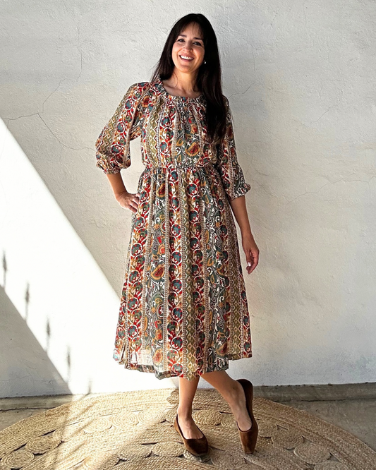Catalina Midi Dress | Green + Multi