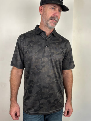Cinch | ArenaFlex Polo | Black + Deep Green Camo