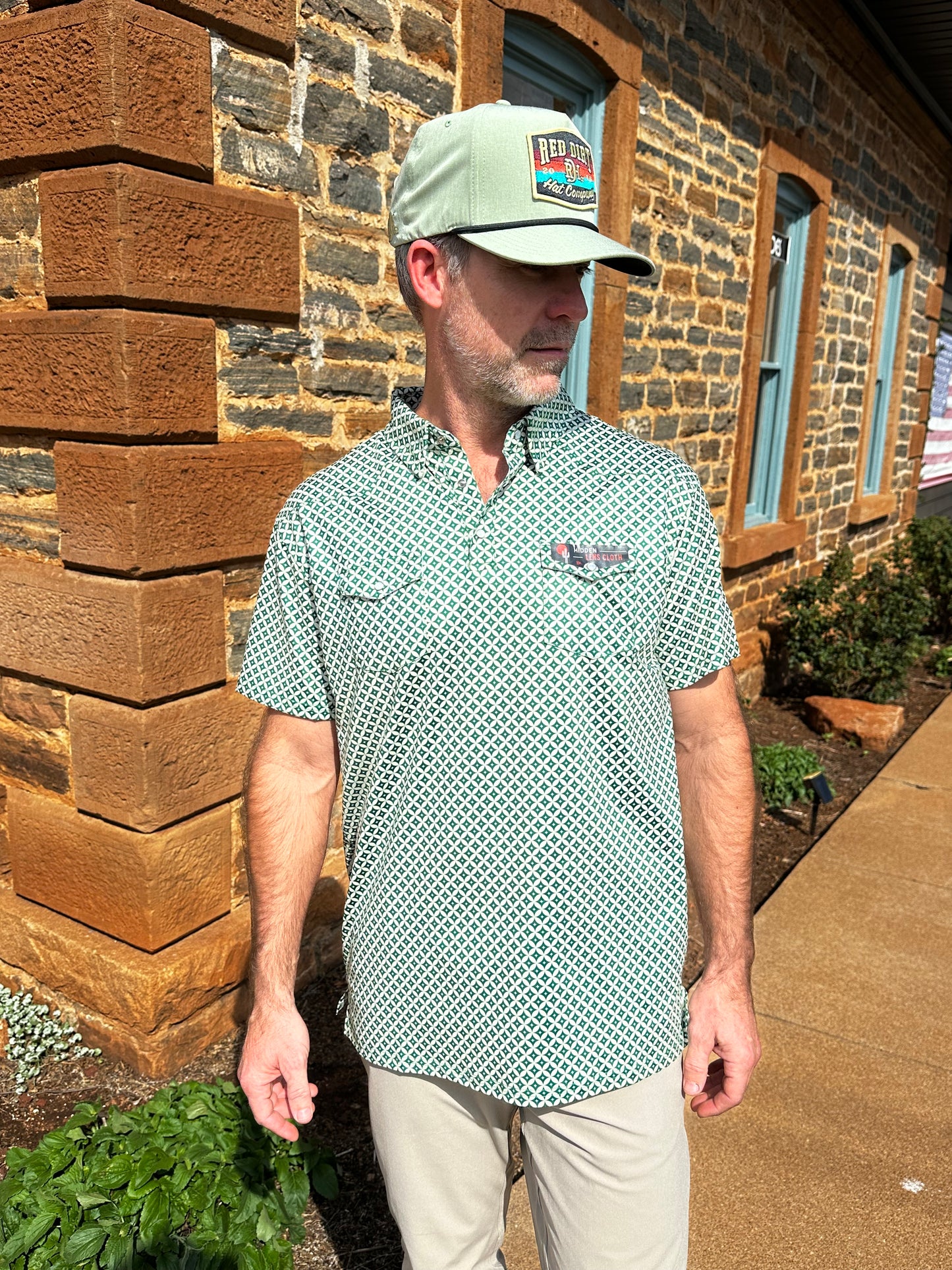 Red Dirt Hat Co. | Short Sleeve Polo | Green Abstract