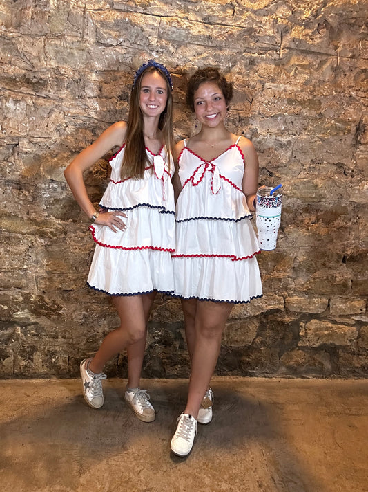 Go America Dress | White + Red + Blue