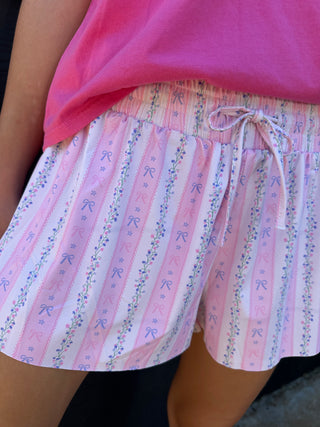 Floral Stripes Shorts | YOUTH | Pink + White + Purple