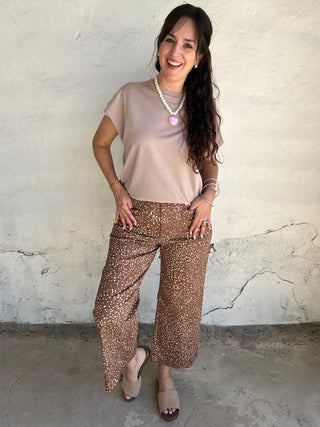 Antelope Print Pants Brown + Ivory