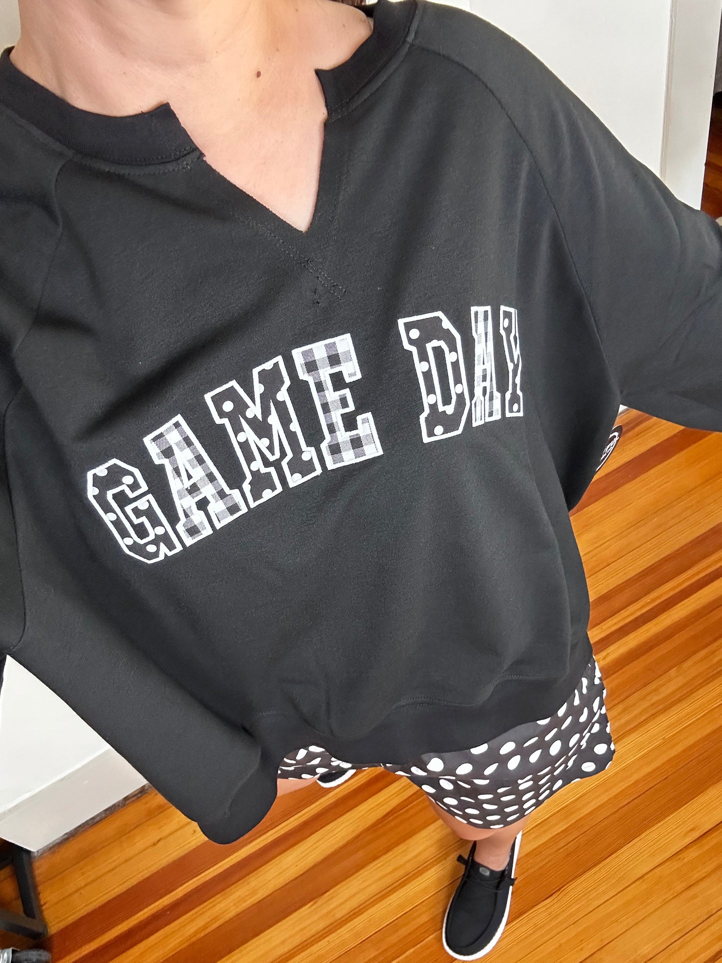Game Day French Terry Pullover | Black + White