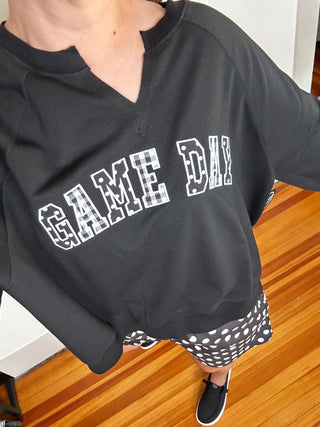 Game Day French Terry Pullover | Black + White