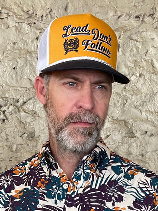 Cinch Mens Cap | Lead Don't Follow - Gold + Black