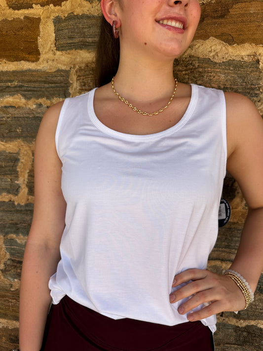 Simple Sleeveless Tank | White