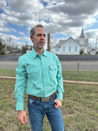Cinch | Modern Fit | Mens Long Sleeve Print | Turquoise