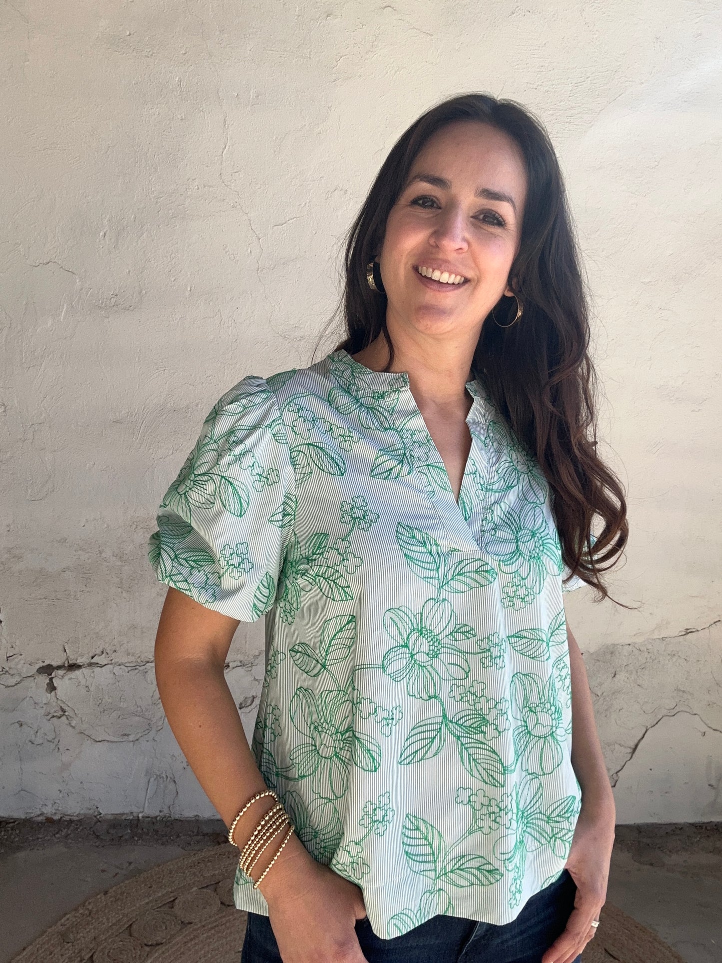 Maria Short Sleeve Top | Green