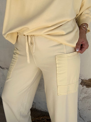 Mineral Washed French Terry Set | Cargo Pant | Lemonilla Yellow