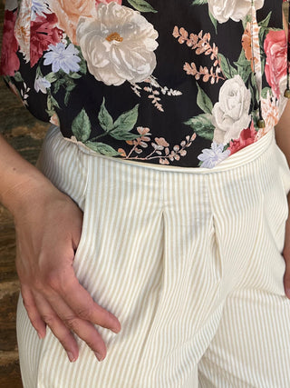 Pleated High Waist Pant | Khaki