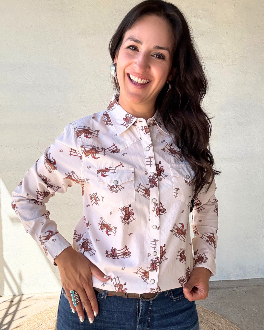 Women's Cruel Denim Long Sleeve | Cream + Print