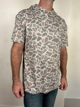 Burlebo | Short Sleeve Performance Hoodie | Classic Deer Camo