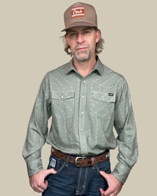 Men's Long Sleeve Pearl Snap