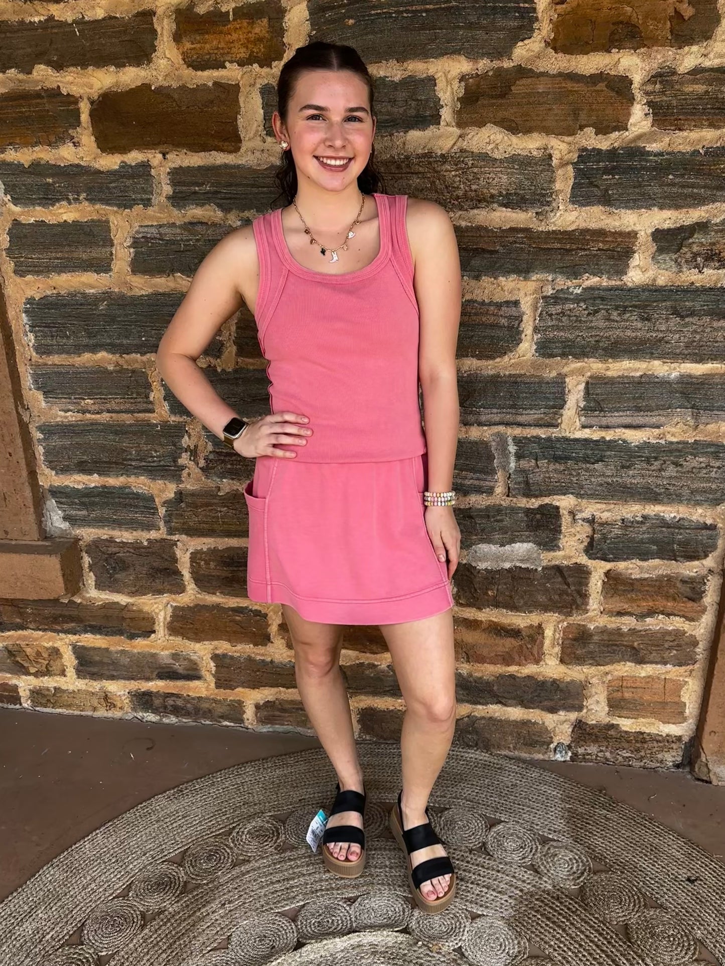 Strawberry Set | Sleeveless Top + Skort | Pink