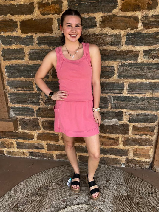 Strawberry Set | Sleeveless Top + Skort | Pink