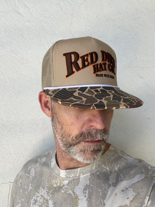 Red Dirt Hat | Old Skool II Cap | Khaki + Camo Bill