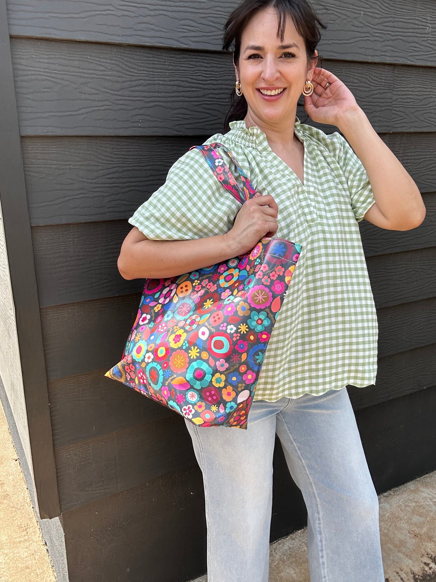 Light Gingham Short Sleeve Top | Sage Green