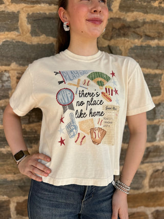 No Place Like Home Baseball Collage Crop Tee